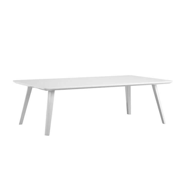 Hle 51 Inch Coffee Table, Rectangular White Top, Powder Coated Legs, Wood - Benzara