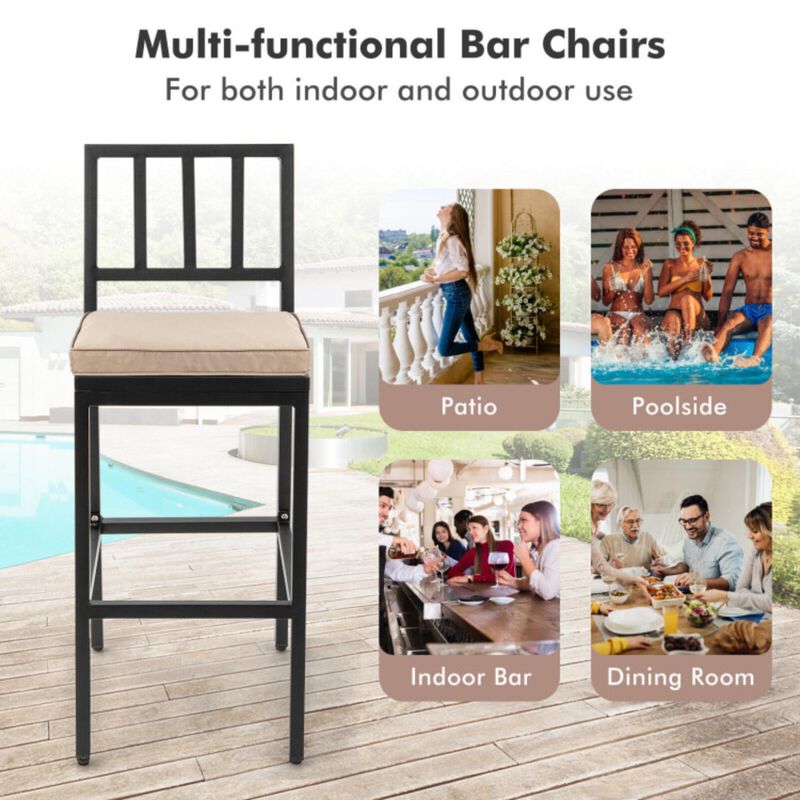 Hivvago Patio Bar Chairs with Detachable Cushion and Footrest