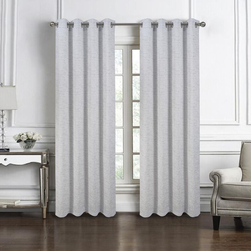 RT Designers Collection Roman Jacquard Premium & Stylish Grommet Panel 54" x 90" Silver