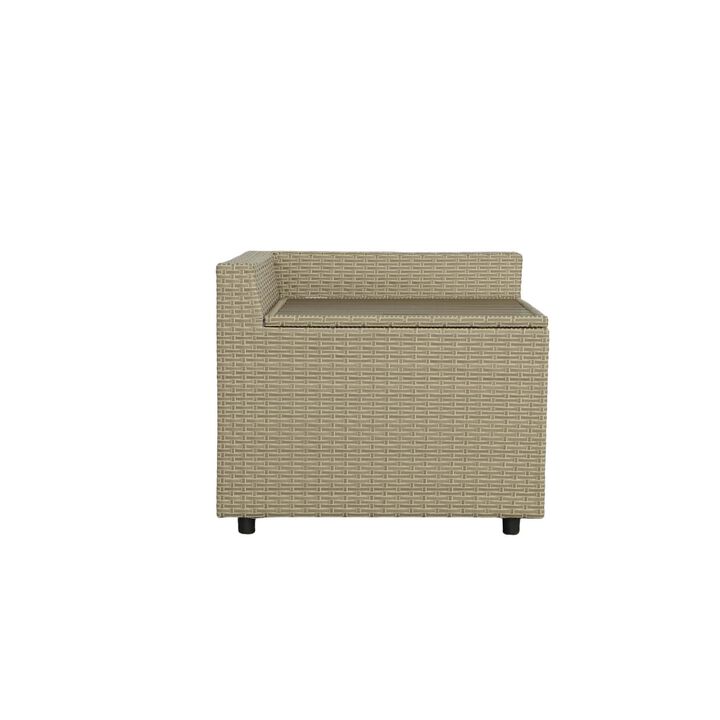Resin Wicker Outdoor Corner Table with Storage - 35" - Brown