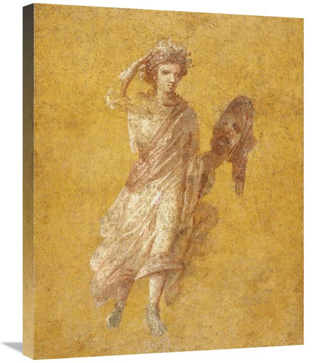 Fragment of a Yellow Fresco Panel with Muse-Canvas Art-22x28