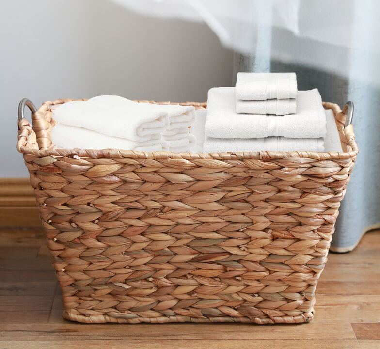 Large Square Water Hyacinth Wicker Laundry Basket