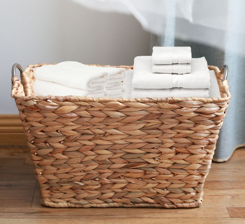 Large Square Water Hyacinth Wicker Laundry Basket