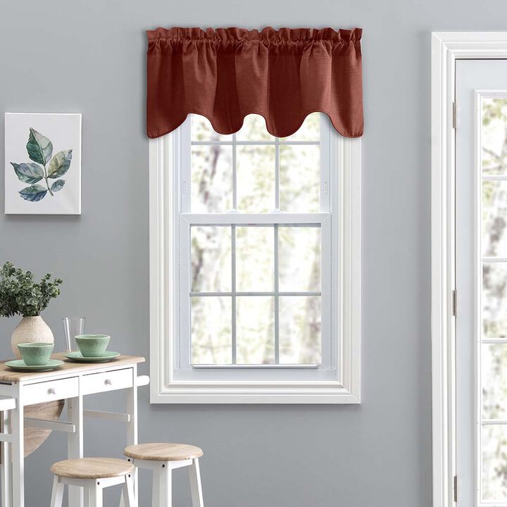 Ellis Curtain Lisa Solid Color Poly Cotton Duck Fabric Lined Scallop Valance