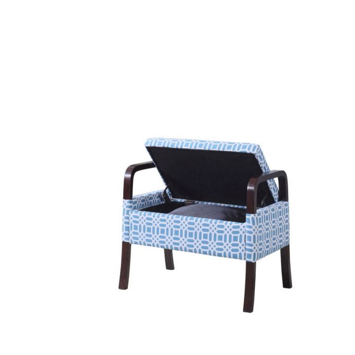 23" Tall Wooden Vanity Storage Seat, Monochrome Print