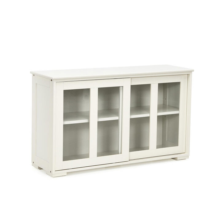 Kitchen Storage Cabinet with Glass Sliding Door