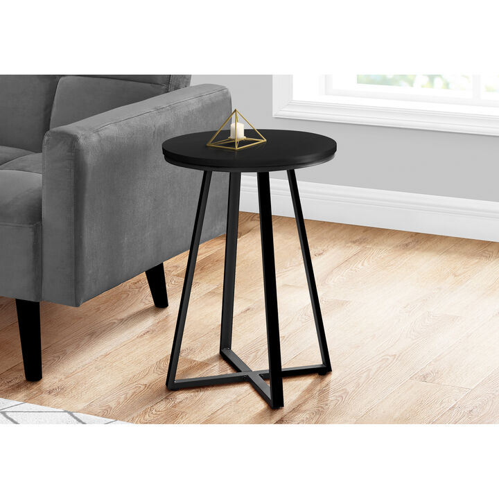 Monarch Specialties I 2175 Accent Table, Side, Round, End, Nightstand, Lamp, Living Room, Bedroom, Metal, Laminate, Black, Contemporary, Modern