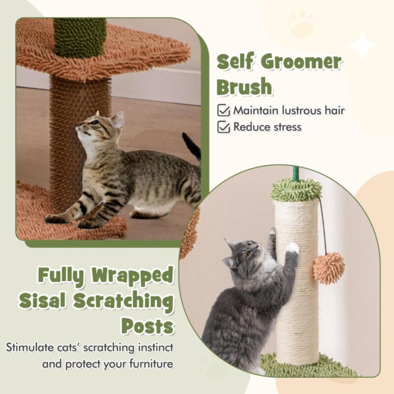 Hivvago Multilevel Cat Tree with Scratching Posts and Rope Plush Perch Toy Bed