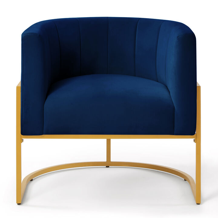 Merax Upholstered Velvet Accent Chair with Golden Metal Stand