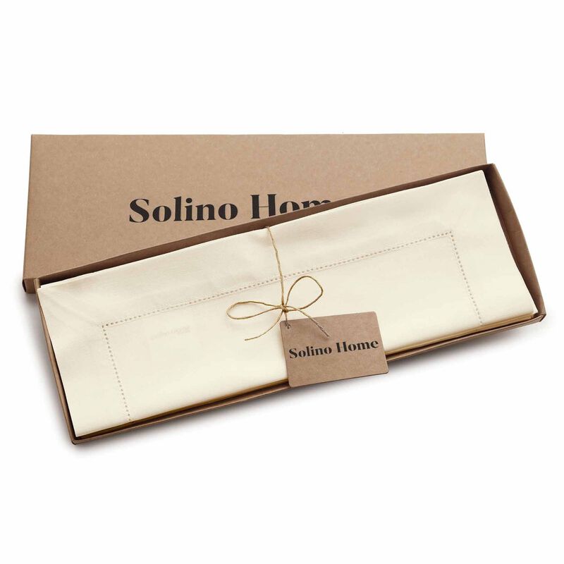 Solino Home Cotton Linen 14 x 19 Inch Placemats Set of 6 | Cotton Linen Hemstitch