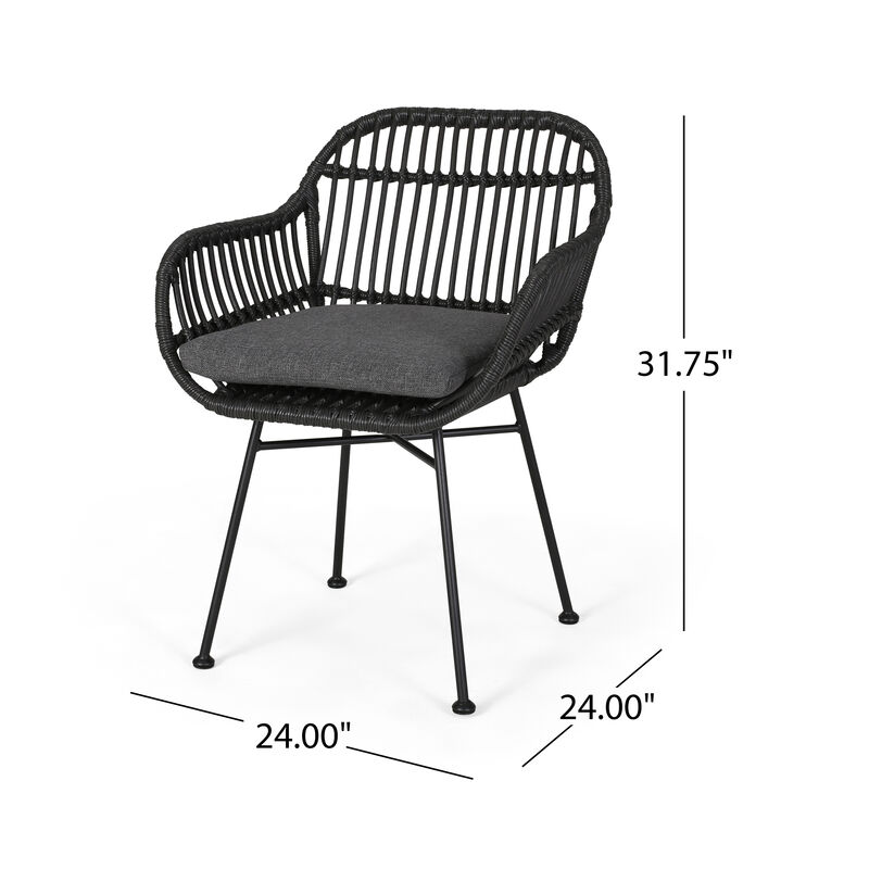 Merax 2 Pieces Outdoor Rattan Chairs with Cushions