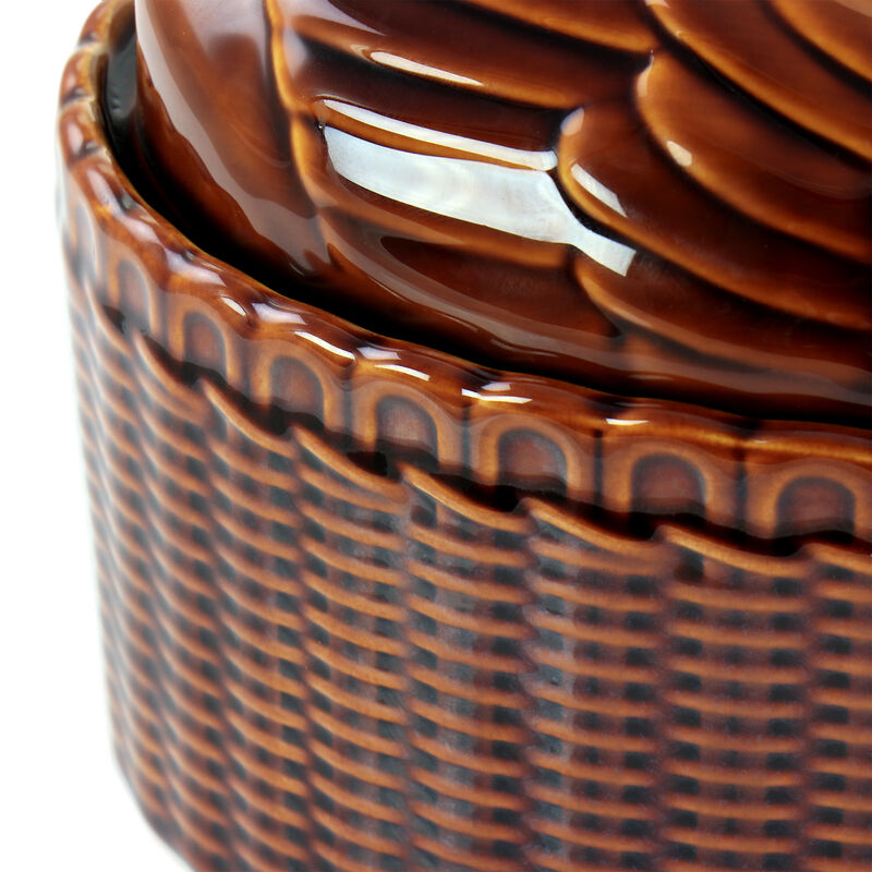 Martha Stewart 9 Inch Stoneware Sculpted Goose Covered Oval Baker in Brown