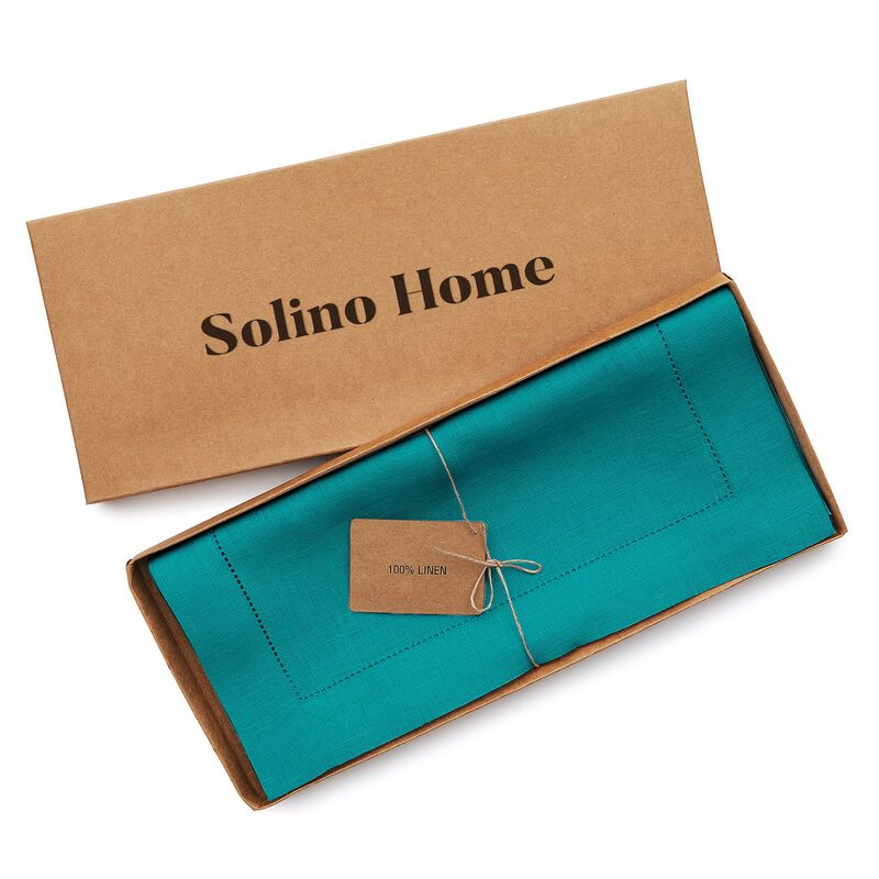 Solino Home 100% Pure Linen Table Runner | Classic Hemstitch for Thanksgiving, Christmas