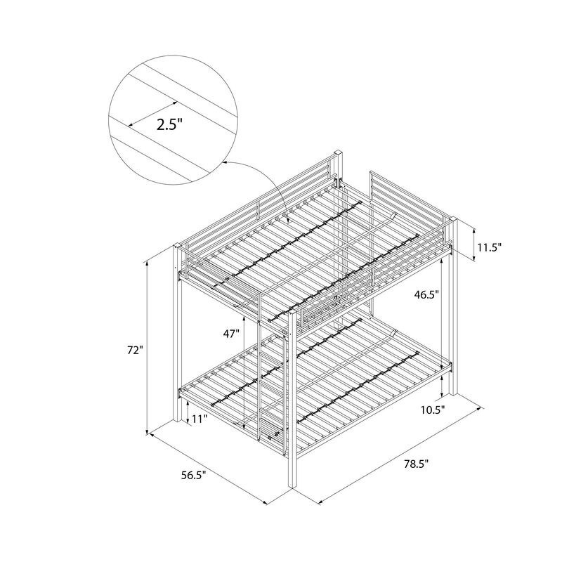 Atwater Living Parker Full over Full Metal Bunk Bed