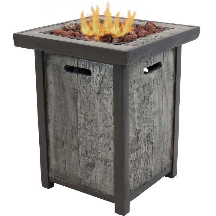 Sunnydaze 24 in Weathered Square Smokeless Propane Gas Fire Pit Table