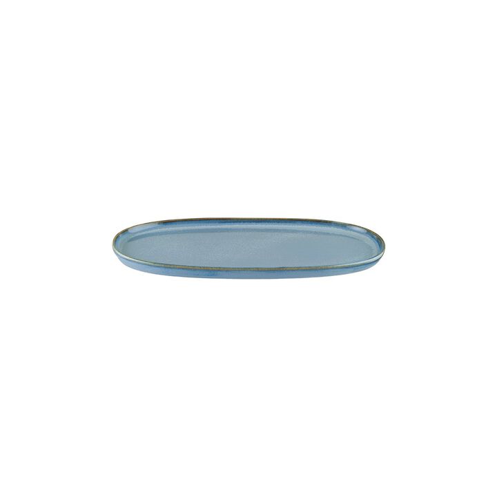 Sky 12" x 6.25" x h:0.75" Oval Blue Porcelain Platter