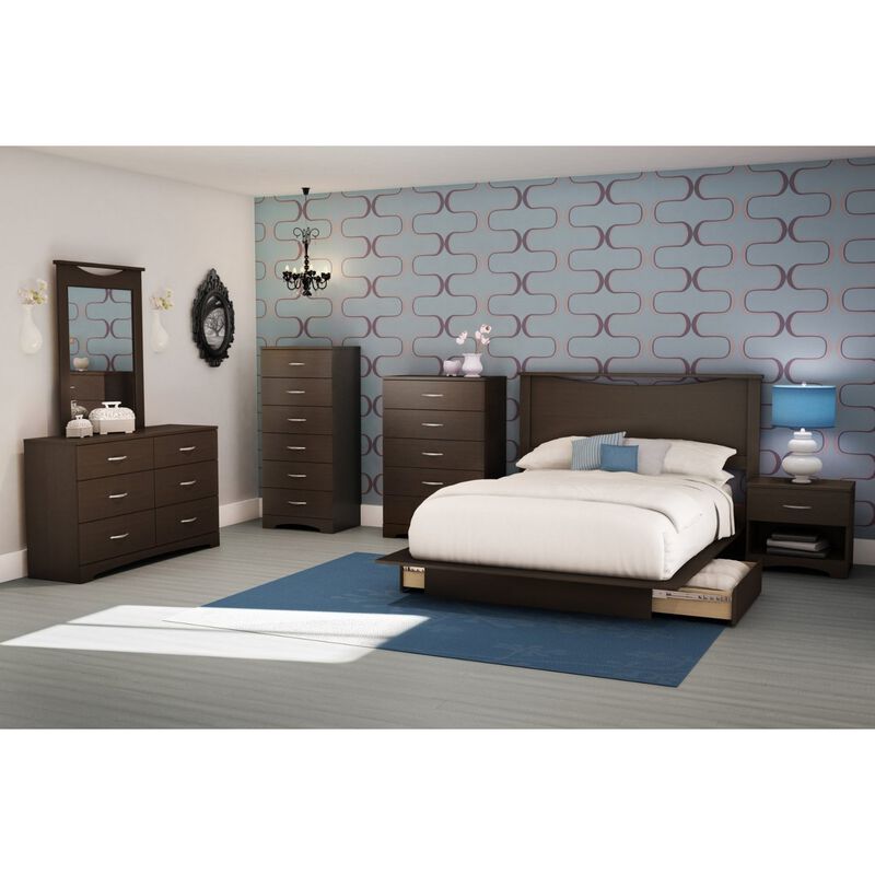 Hivvago Modern 5 Drawer Bedroom Chest in Chocolate Finish