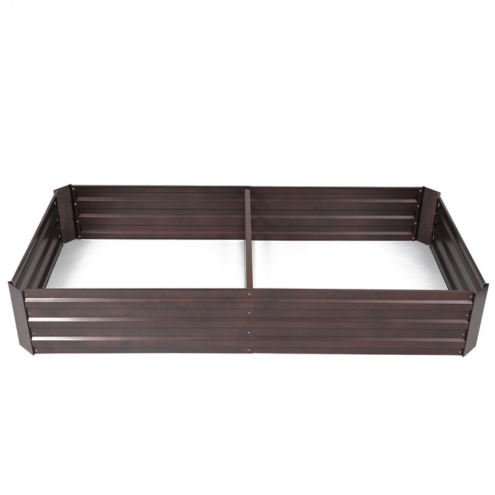 LuxenHome Galvanized Steel Rectangular 5.8-Ft x 2.9-Ft Raised Garden Bed Planter, Brown