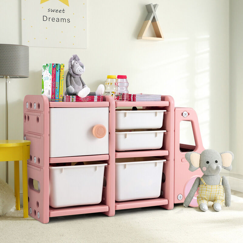 Toddler Truck Storage Organizer with Plastic Bins