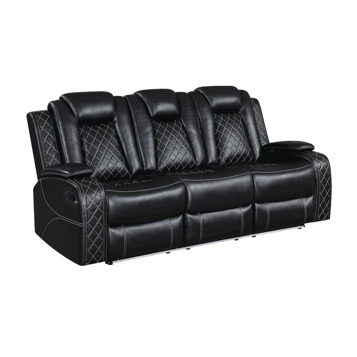 New Classic Furniture Orion II Faux Leather Manual Sofa, Black