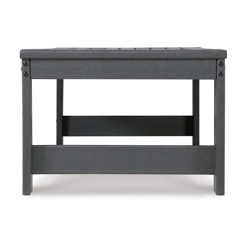 Wigo 48 Inch Outdoor Coffee Table, Slatted Top, Modern Style, Charcoal Gray - Benzara