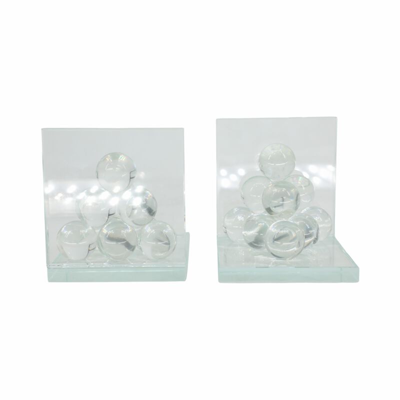Clear Orb Glass Bookends