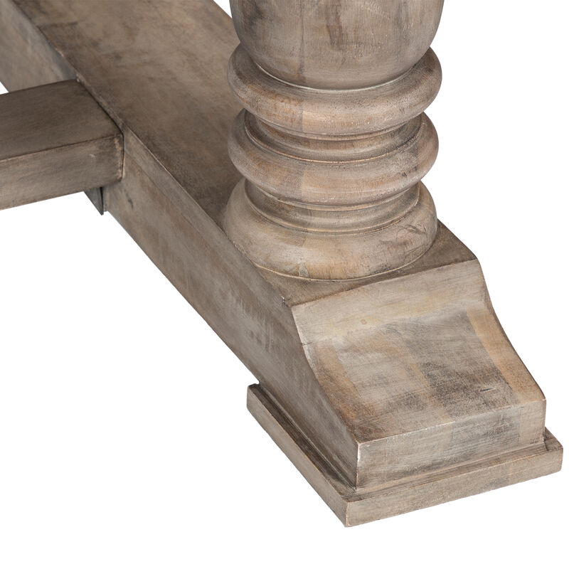 Aurice Writing Desk with Classic Turned Legs 59 Inch, Farmhouse Antique Graywash Mango Wood