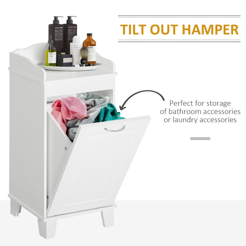 Country-Style Laundry Solution: 31" White Tilt-Out Hamper with Storage
