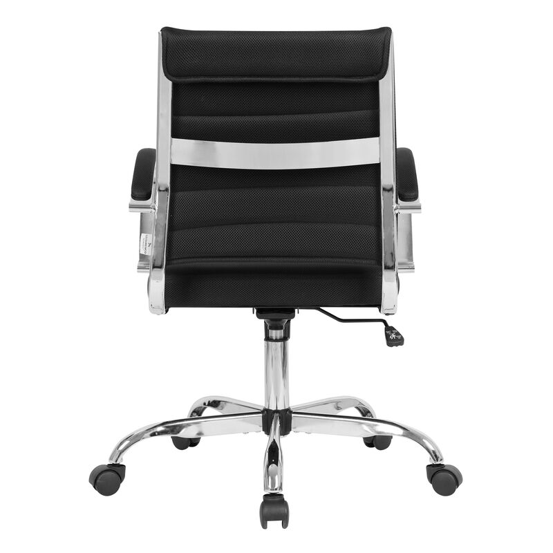 LeisureMod Office Upholstered Mesh Mid-Back Computer Ergonomic Adjustable Modern Task Chair with Swivel and Tilt Benmar Series