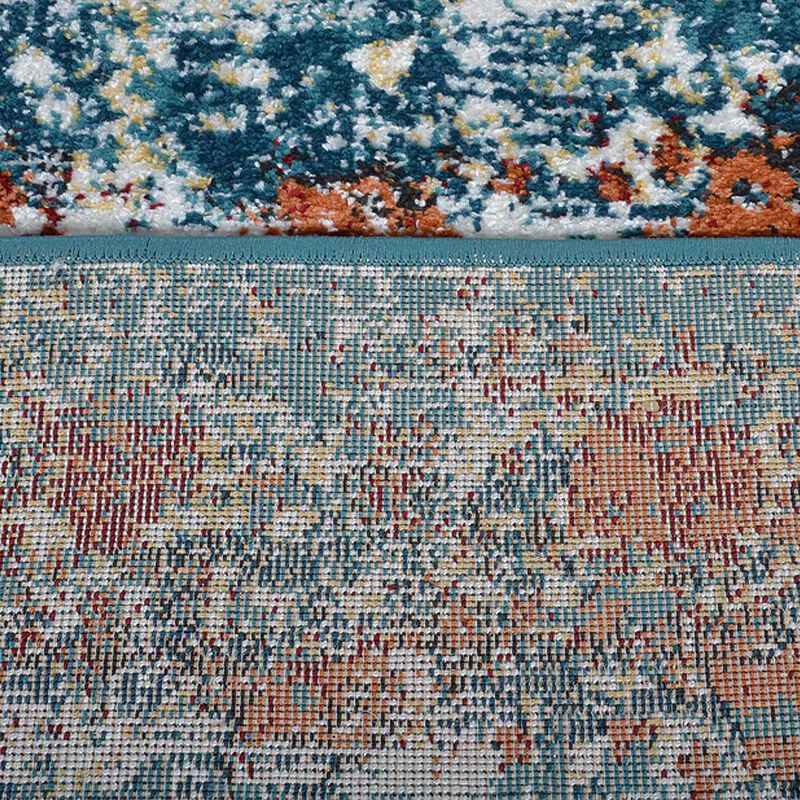 RUGSOTIC CARPETS MACHINE MADE HEATSET POLYPROPYLENE AREA RUGS  - 5'x8', Rectangle Shape, Blue Color, Classic Oriental Traditional  Design, Midium Pile Machine Made Area Rugs (M00038)