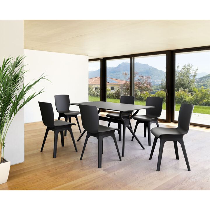55" White Sleek Rectangular Outdoor Patio Dining Table