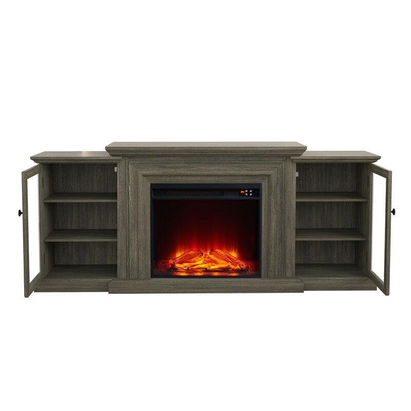 Farmhouse TV Stand with Fireplace - 70" Width -Fits up to 70" TV