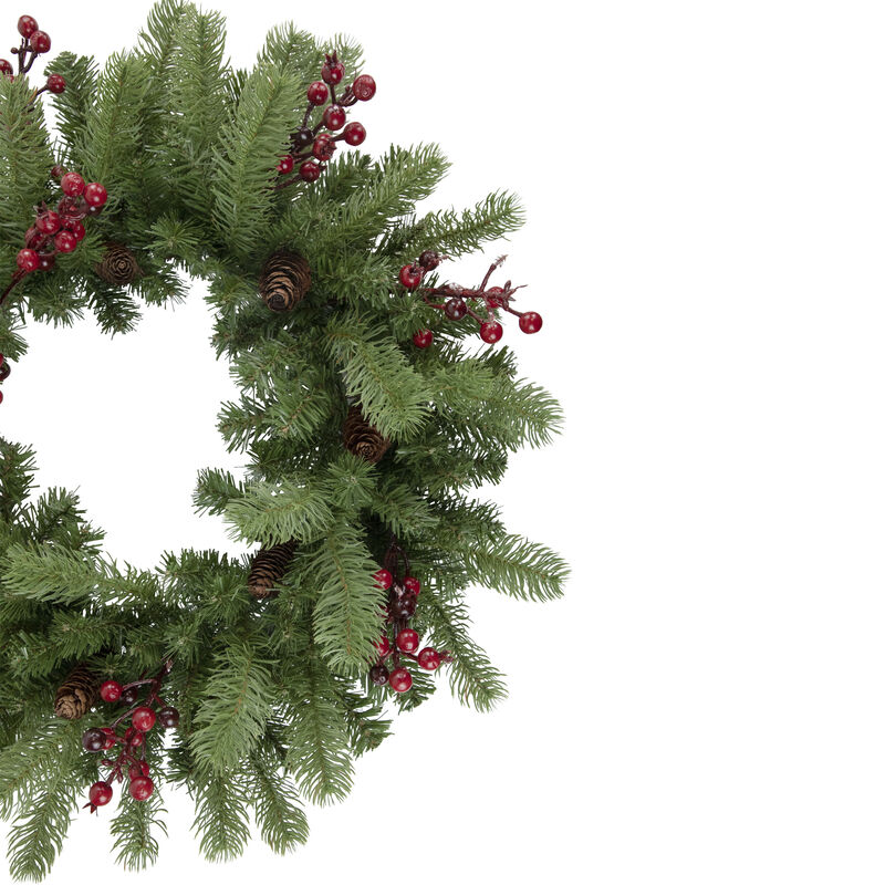 Noble Fir with Berries Artificial Christmas Wreath - 24-Inch  Unlit
