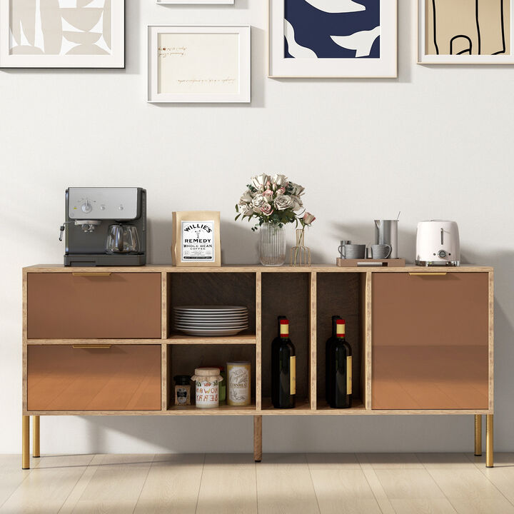 Mirrored Buffet Cabinet with 2 Drawers and 1 Door for Living Room