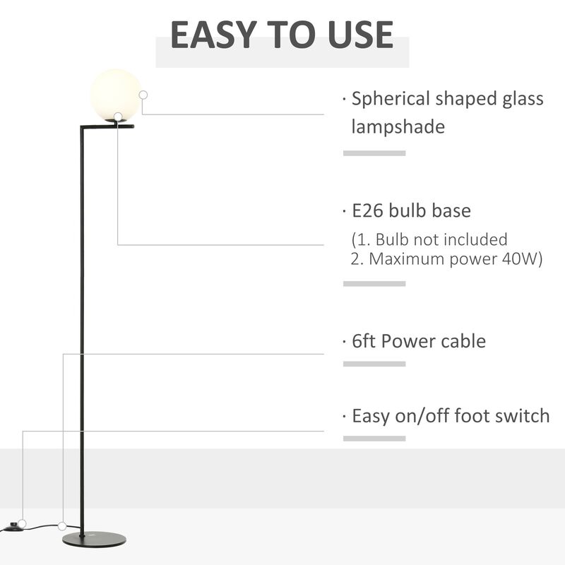 Black Adjustable Light: Metal Floor Lamp with 350° Rotating Shade