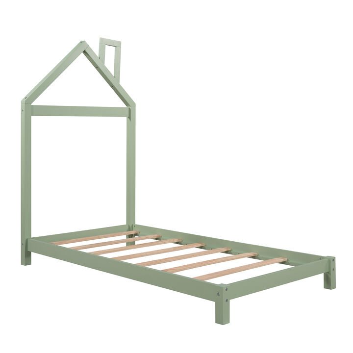 Merax Wood Platform Bed with House-shaped Headboard