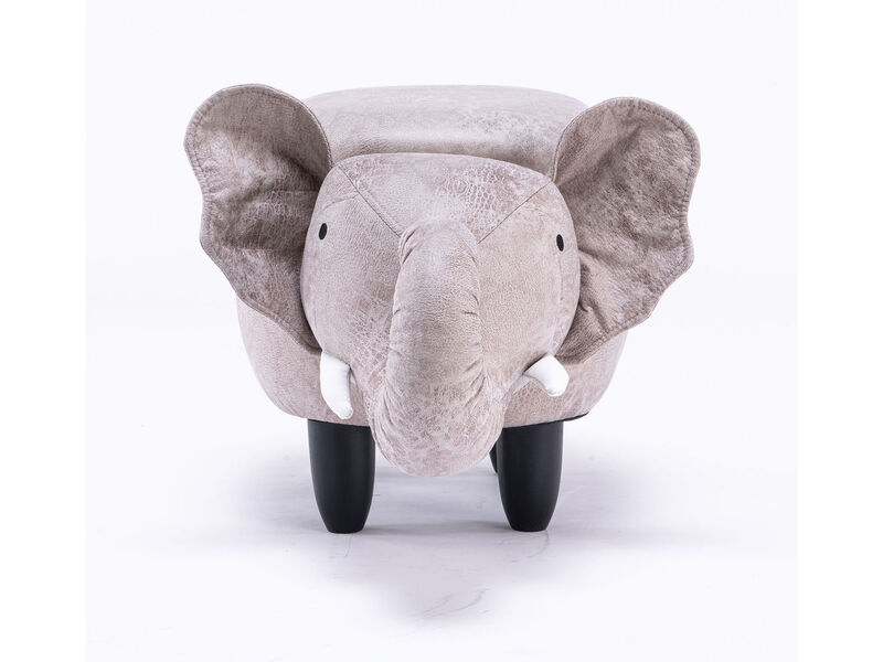 Grey Elephant Shaped Storage Ottoman