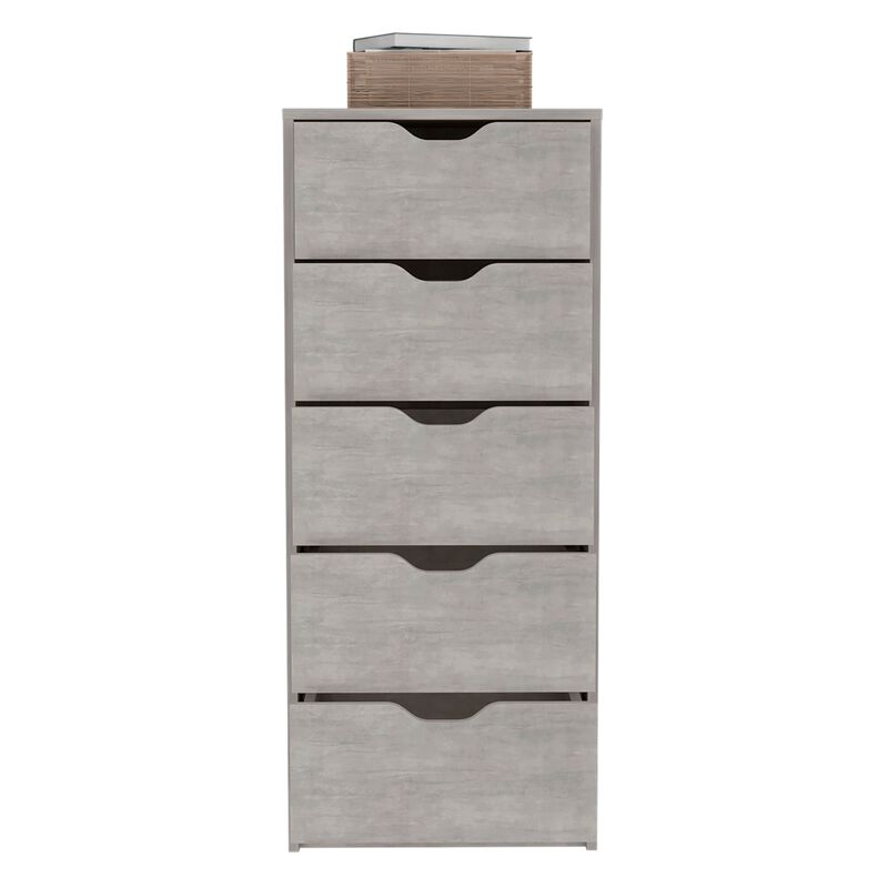 Basilea 5 Drawers Tall Dresser, Pull Out System -Concrete Gray