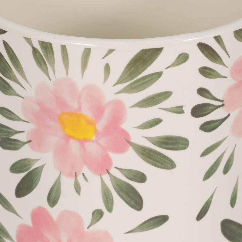 6" Footed Hand Painted Pink Flower Planter