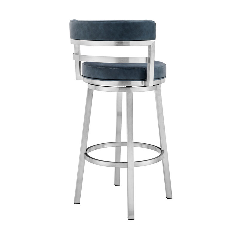 Madrid  Counter Height Swivel Black Faux Leather and Metal Bar Stool