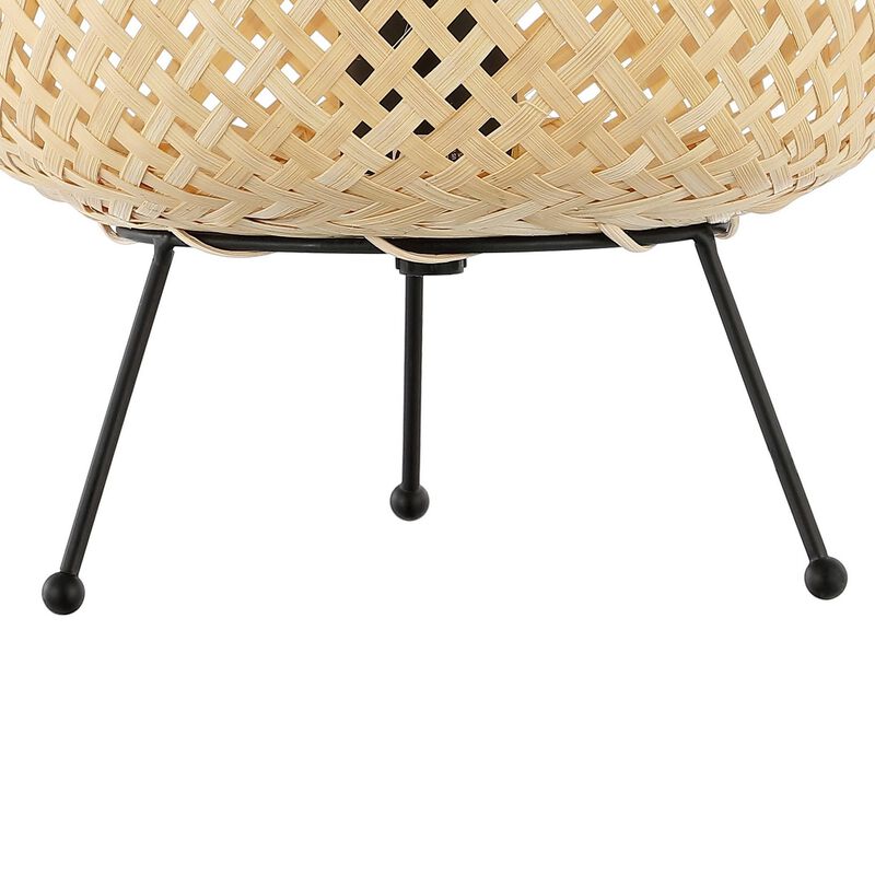 Palma Bohemian Rustic Iron/Rattan LED Mini Table Lamp with Smart Bulb