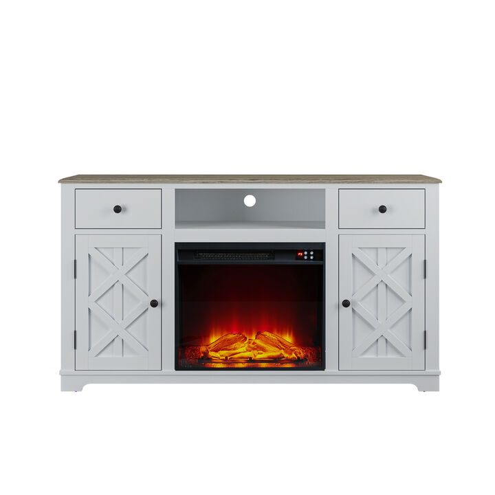 FESTIVO Farmhouse TV Stand with Fireplace for up to 65" TV
