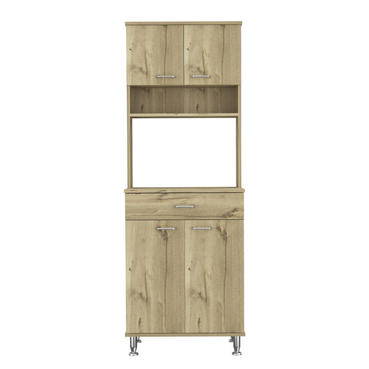 Della 60 Kitchen Pantry With Countertop, Closed & Open Storage - Light Oak