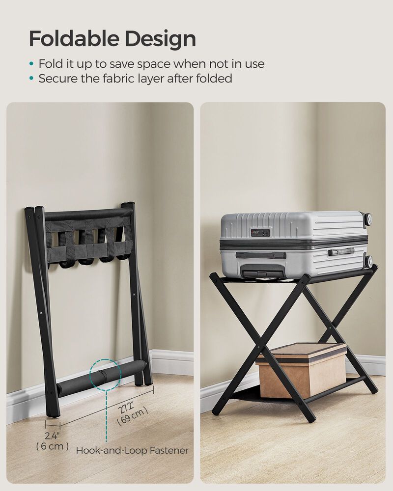 Set of 2 Luggage Racks with Foldable Design for Convenient Travel and Storage