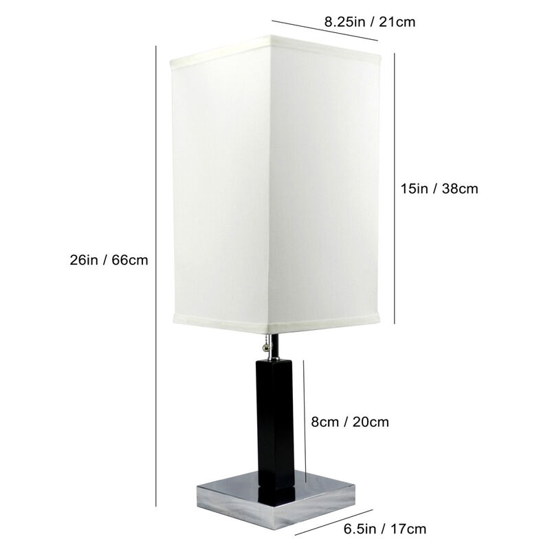 26" H Brown Square Wooden Table Lamp (1 Piece) (0.92/5.55)