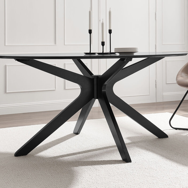 Modway - Traverse 63" Oval Dining Table Black Black