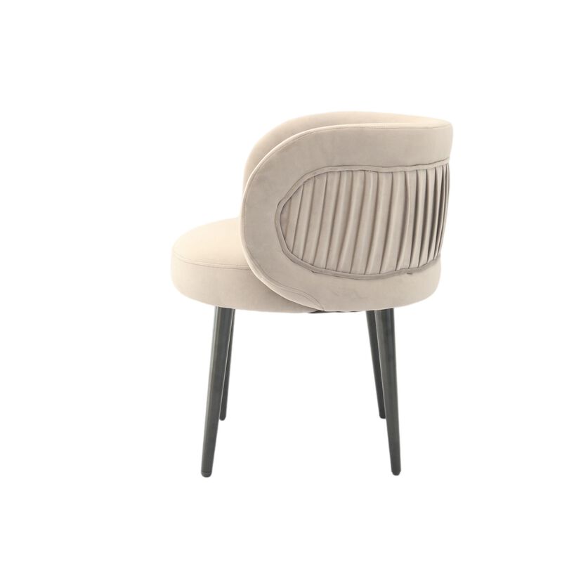 Lala 24 Inch Accent Chair, Modern Cushioned Seat, Curved, Velvet Gray - Benzara
