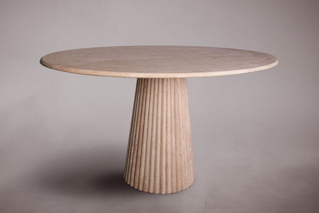 Daisy Travertine Oval Dining Table 59"