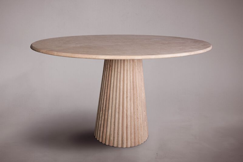 Daisy Travertine Oval Dining Table 59"