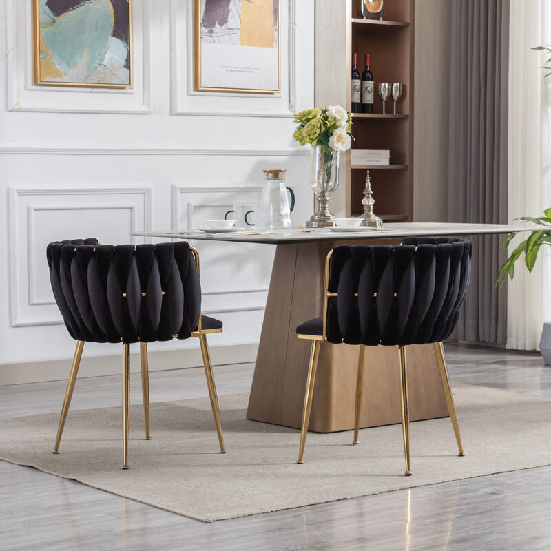 Dining Chair, Thickened Fabric Chairs With Wood Legs, Set Of 2